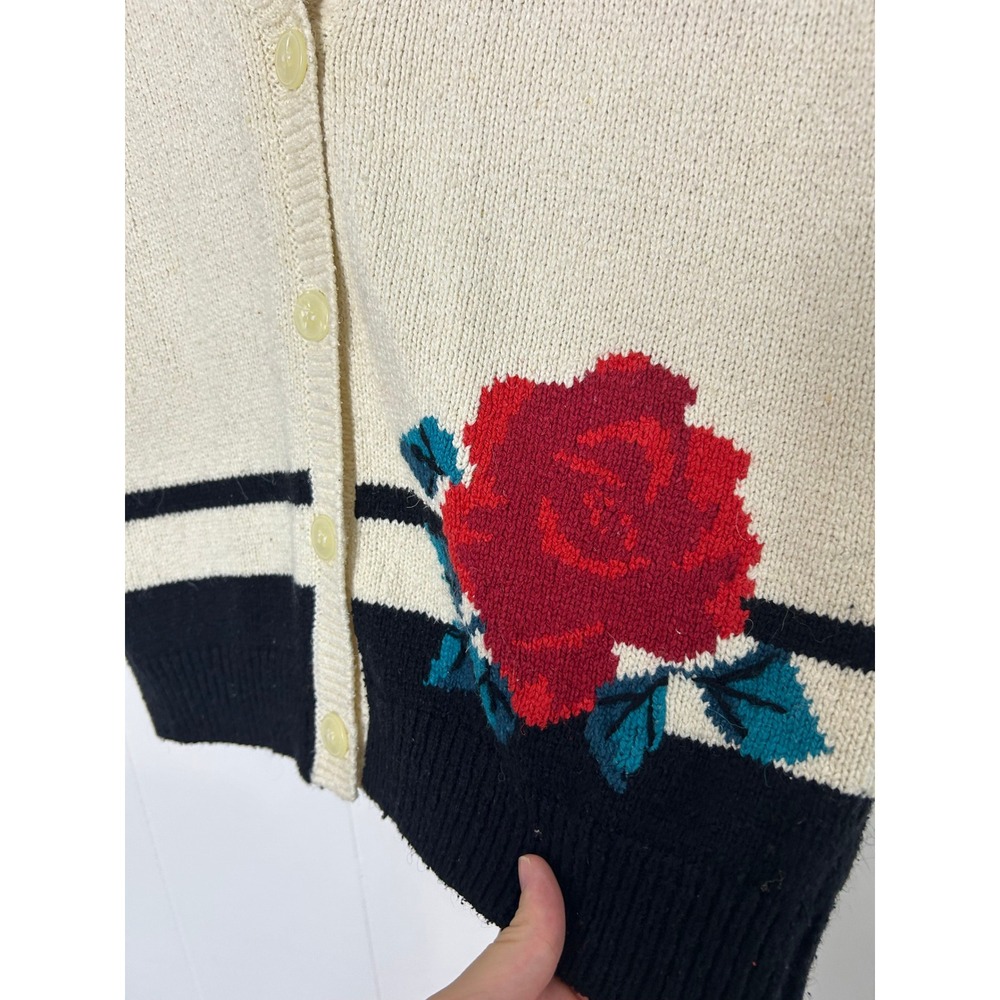 Jaclyn Smith Sweater Vest S Silk wool Vintage Cream romantic Rose grandmacore - Picture 7 of 8